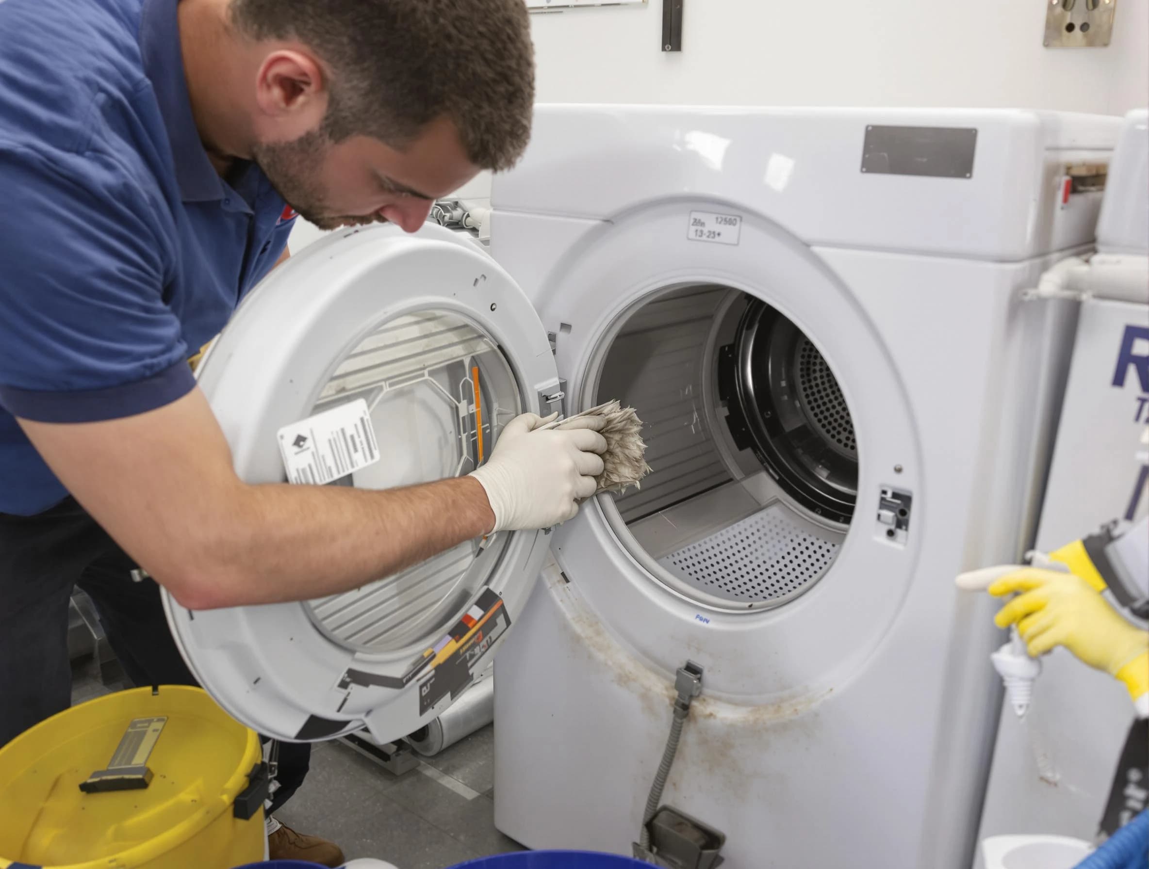 Rialto Dryer Vent Cleaning specialist performing detailed lint trap cleaning service in Rialto