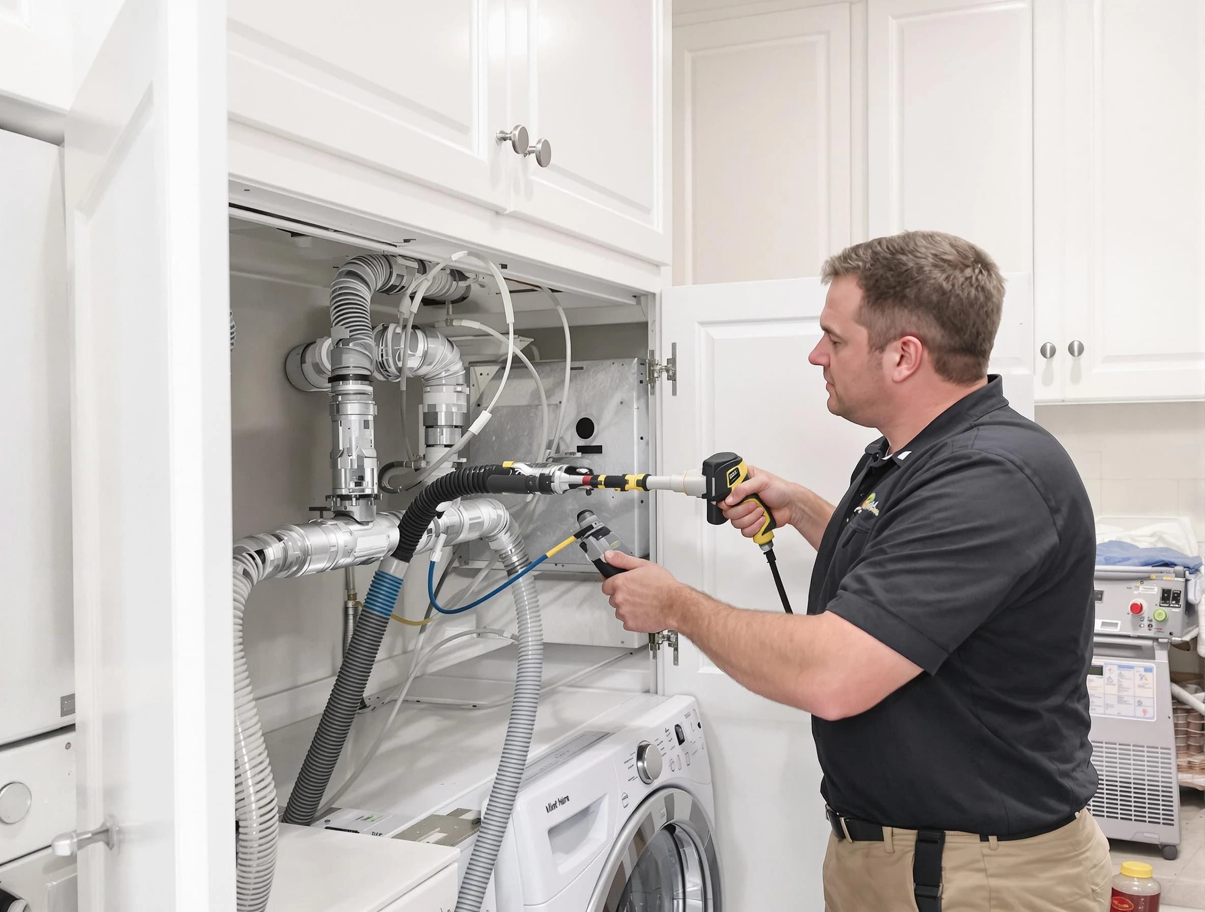 Rialto Dryer Vent Cleaning professional removing severe blockage from a clogged dryer vent in Rialto