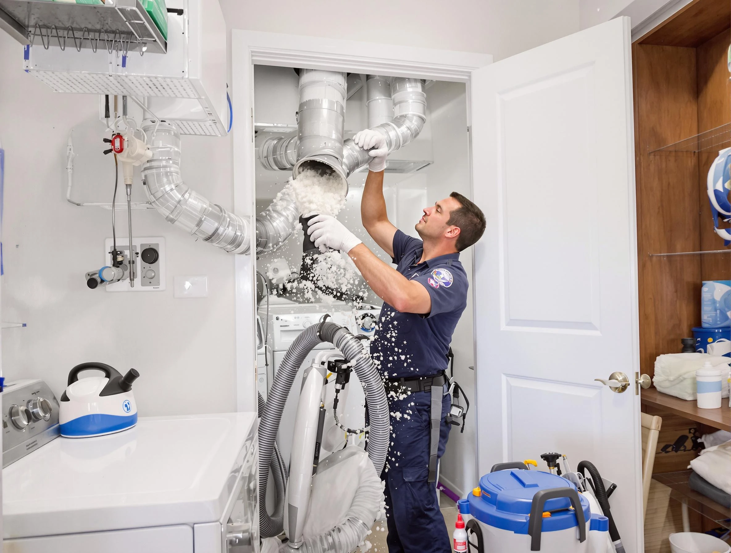 Rialto Dryer Vent Cleaning technician delivering thorough residential dryer vent cleaning service in Rialto